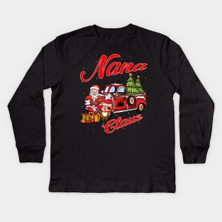 Nana Claus Santa Car Christmas Funny Awesome Gift Kids Long Sleeve T-Shirt